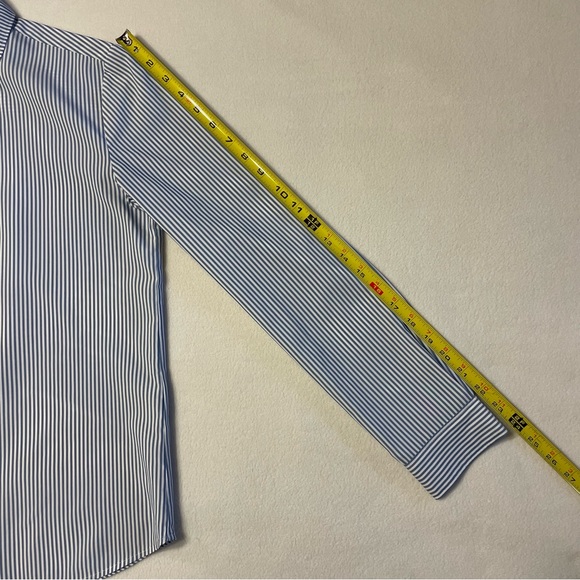 NICE CLAUP Striped Button-up Dress Shirt Light Blue White Made in Korea - Picture 15 of 16